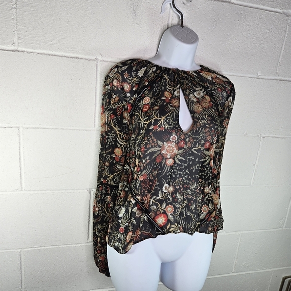 Intermix Black Floral Long Sleeve Blouse - Picture 12 of 13